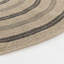 Round Boho Jute-Look Beige Black Area Rug-87127257