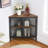 Kempst Corner End Table Shelf, 3-Tier Display Shelves with Protection Door, Metal Frame Storage Cabinet Org-1064448471