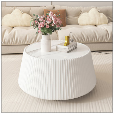Modern Sintered Stone Top Cup Shape Leather Sofa Table, Perfect for Stylish and Functional Living Room Furniture.