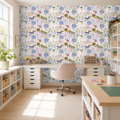 Botanical Butterflies 20.5 in x 18 ft Multicolor Butterfly Floral Peel and Stick Wallpaper (1-Pack, 30 sq. ft.)