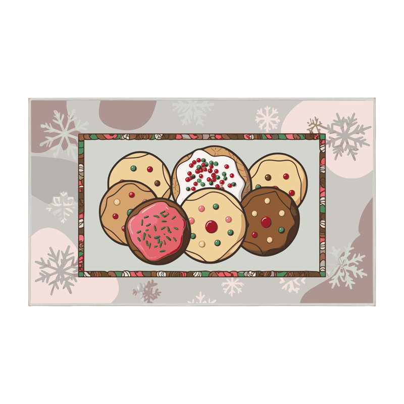 Tapis de vacances The Holiday Aisle® Cookies, Rectangulaire 7 pi x 10 pi