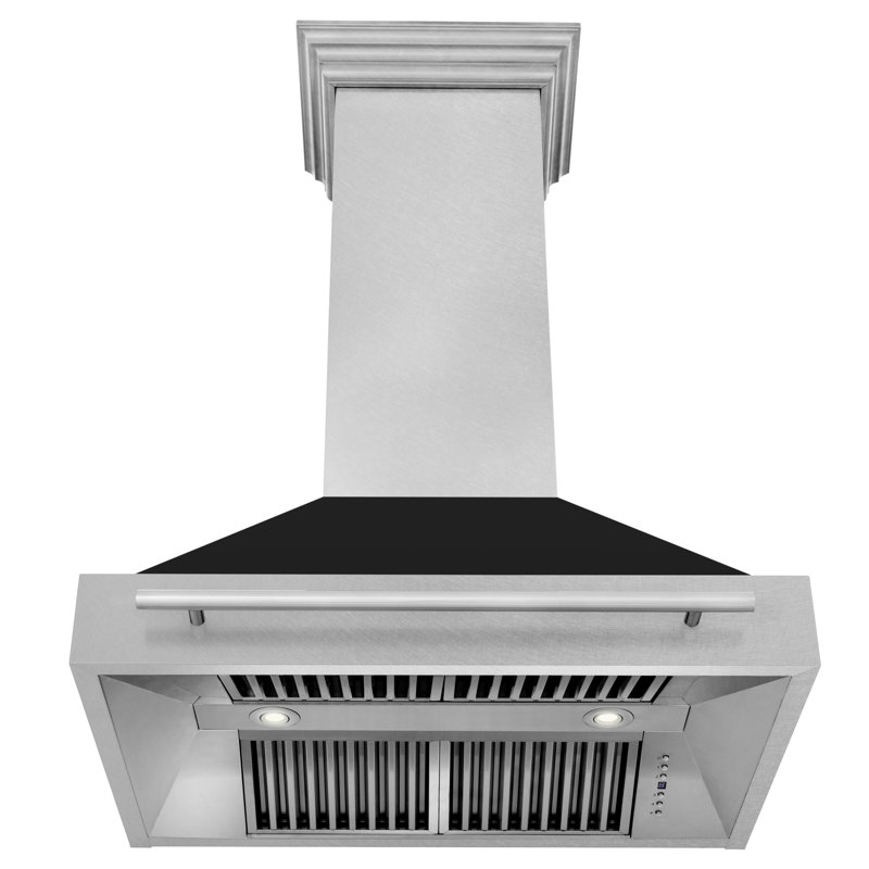 ZLINE 36" Fingerprint Resistant Stainless Steel Range Hood, Satin Stainless Steel/Black Matte