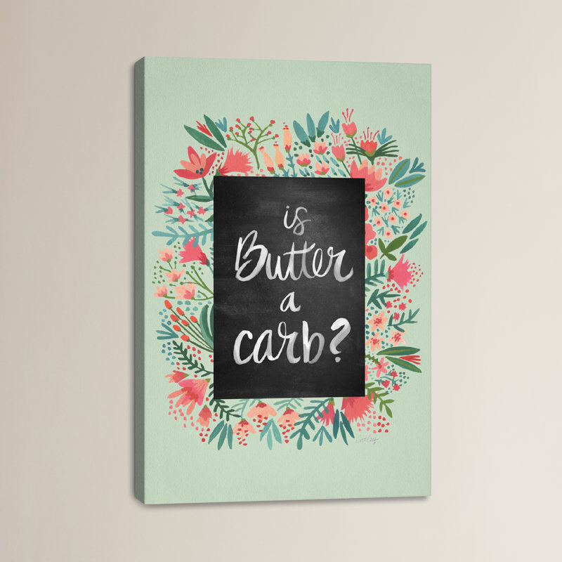 "Butter Carb Flowers Mint" par Cat Coquillette, reproduction d'art sur toile tendue, H 12 po x l 8 po x P 0,75 po