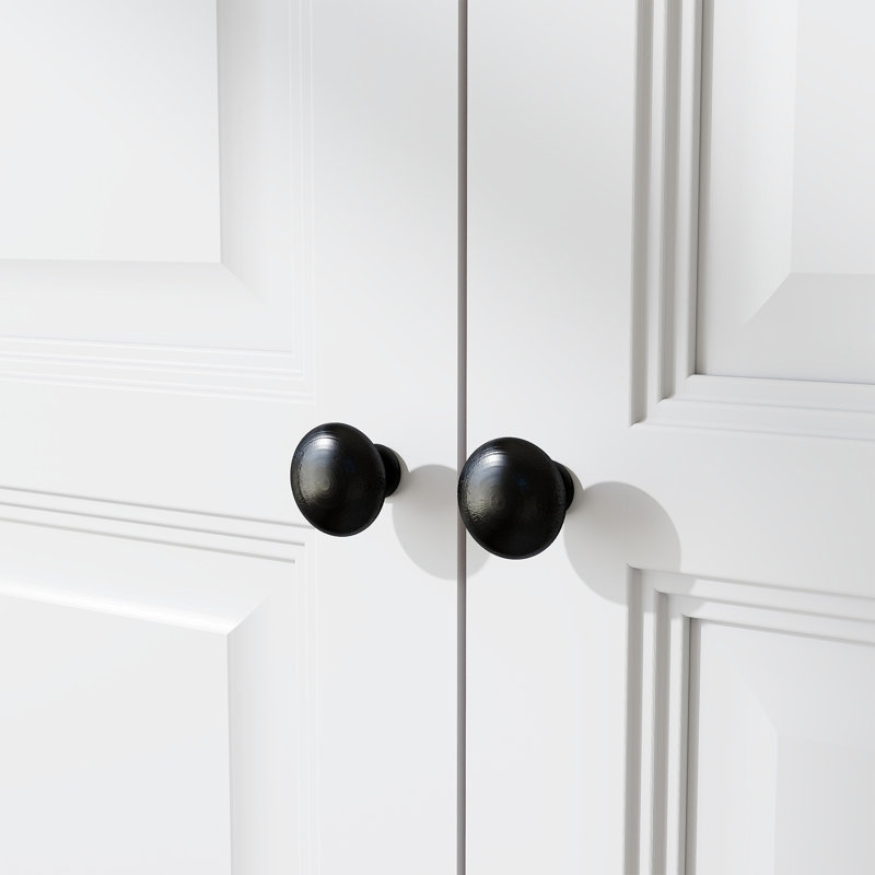 Armoire penderie en bois 4 portes avec 2 tiroirs, Blanc