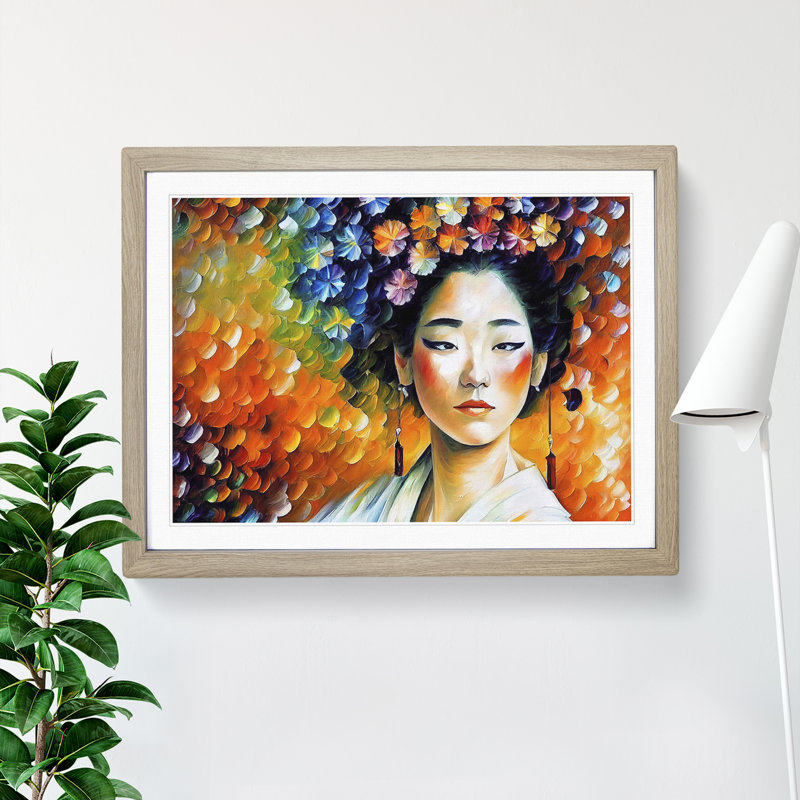 Shimmering Geisha Vol.4 Abstract - Single Picture Frame Painting, 34cm H x 46cm W x 2cm D, Oak