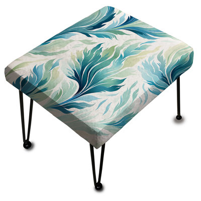 Repose-pieds rectangulaire bleu et blanc Ikat Breeze III Ikat