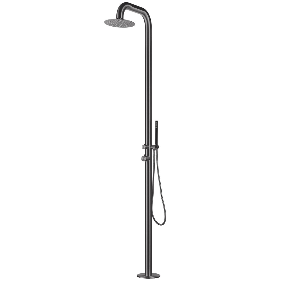 Temperature Controlled Stainless Steel Free Standing Outdoor Shower and Footwash Spout HEATGENE 