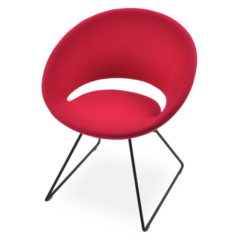 Mulrey 17'' H Wool Upholstered Metal Dining Chair, Pink