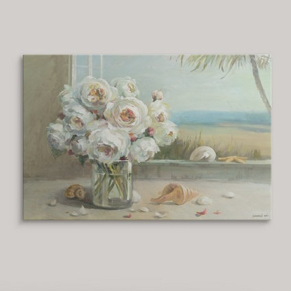 «Coastal Roses», reproduction d'art Danhui Nai, H 20 po x l 26 po x p 1 po, Cadre noir