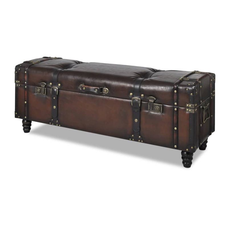 Storage Benches 3 pcs Dark Brown Solid Wood Pine & Faux Leather