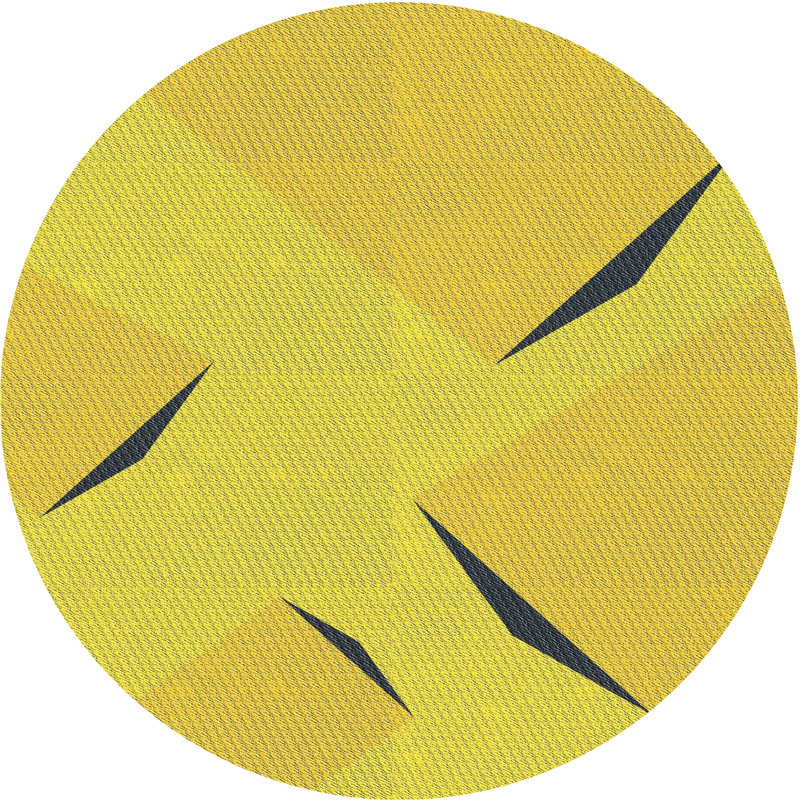 Tapis de zone jaune à motif, Rond 6 pi