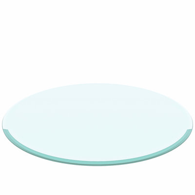 Plateau de table rond en verre trempé de 28 pouces, épaisseur de 2/5 pouces, bord poli, idéal pour les tables de réunion d'affaires dans le hall d'entrée, table de réunion polie biseautée, à impact, convenant au bureau
