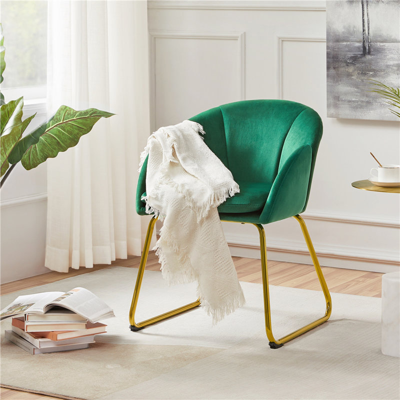 Fitchburg 20'' H Upholstered Metal Dining Chair, Green