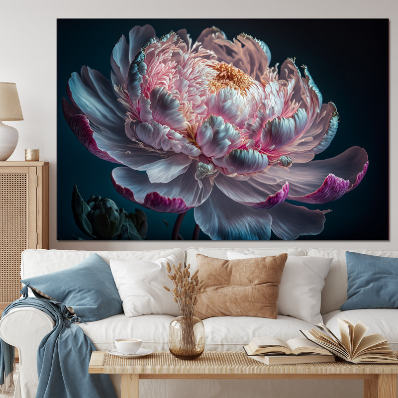 Art floral sur toile pivoines roses et blanches IV