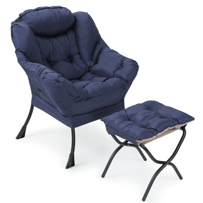 Lovich Upholstered Accent Chair with Ottoman, Button Tufted Cozy Armchair Single Sofa with Footrest