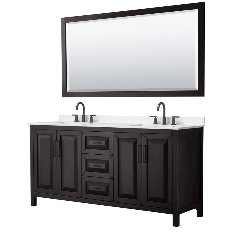 Daria 72'' W Vanity, Brown, Matte Black, Giotto Quartz