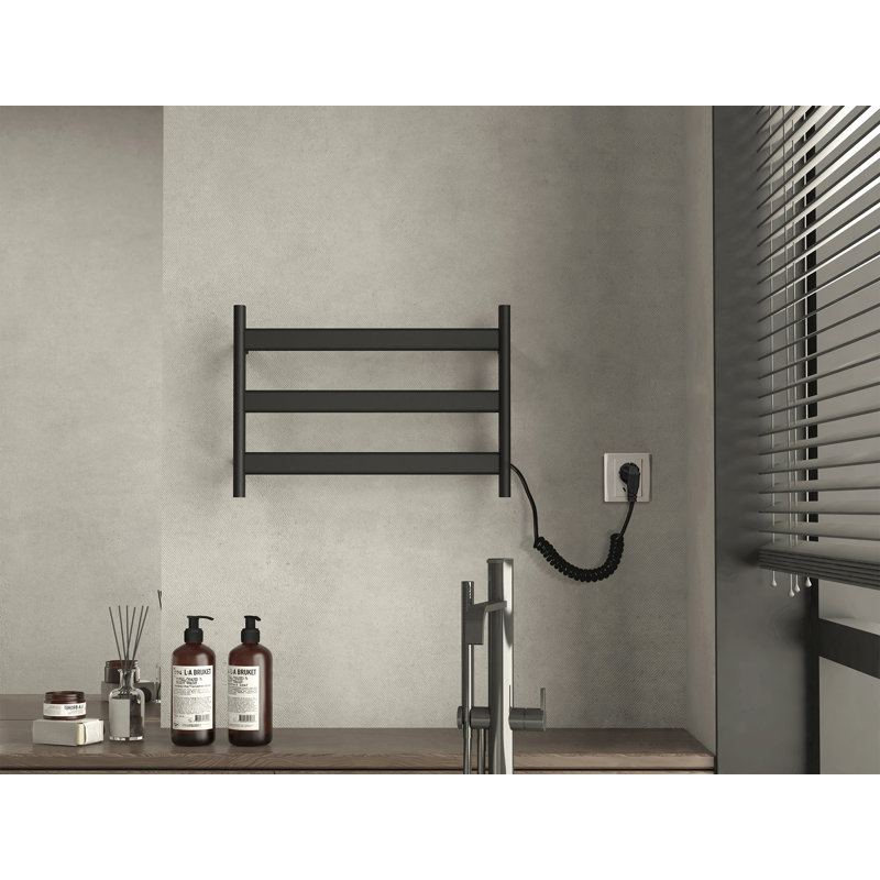Porte-chauffe-serviettes mural électrique, Noir mat