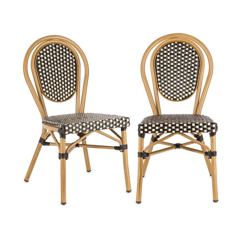 Stacking Patio Dining Side Chair, Cream