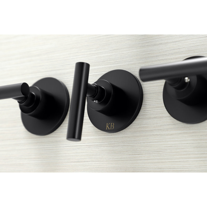 Kingston Brass Manhattan Triple-Handle Tub and Shower Faucet, Matte Black