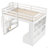 Full Size Loft Bed With Desk And Shelves, Two Built-In Drawers, Storage Staircase