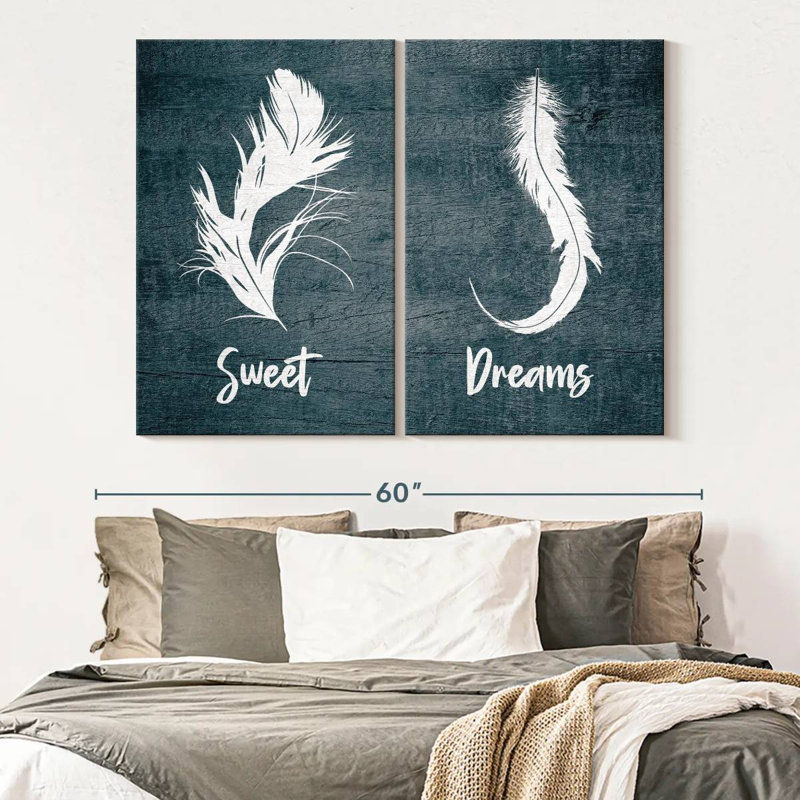 " Sweet Dreams Feathers Multi Piece Canvas Print " 2 - Pieces, 39" H x 53" W x 1.25" D