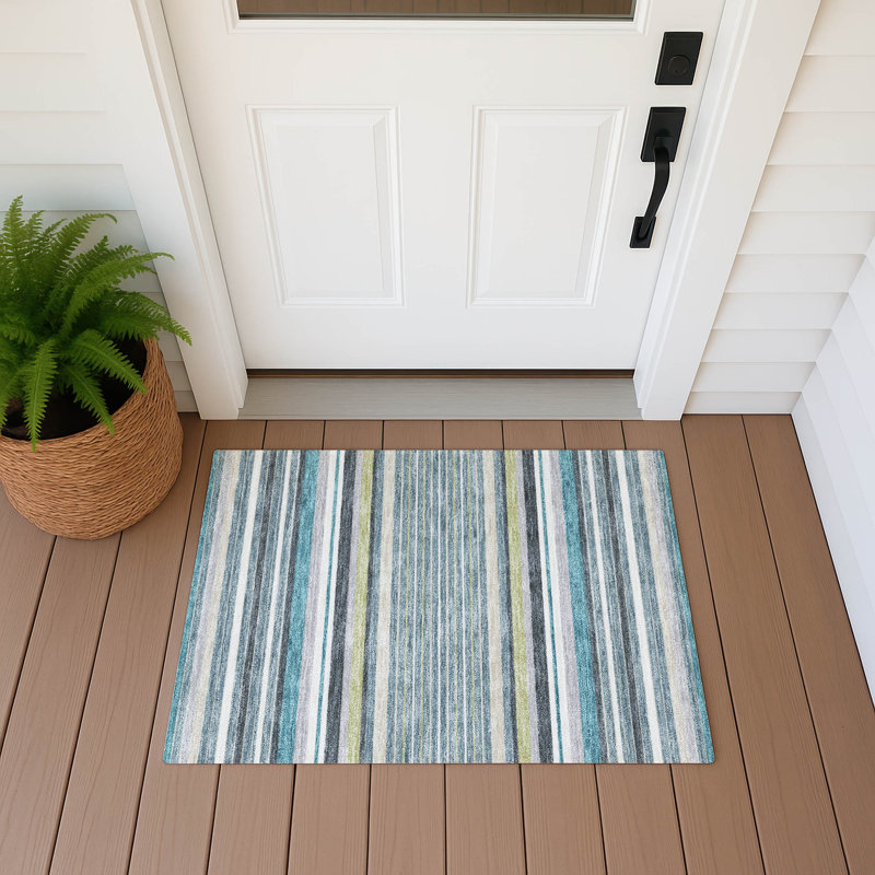 Machine Washable Indoor/Outdoor Drennen ACN2330 Stripes Rug, Rectangle 1'8" x 2'6"