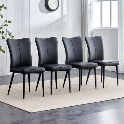 Faux Leather Upholstered Metal Dining Chair 