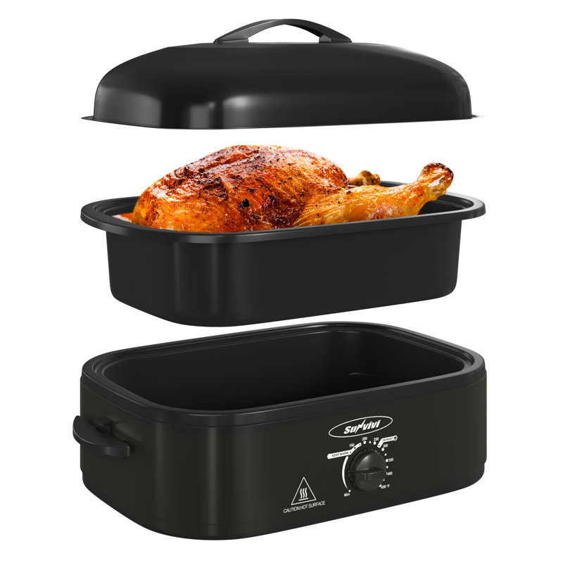 Sunvivi Electric Roaster Oven with Removable Pan, Black, 14 quarts