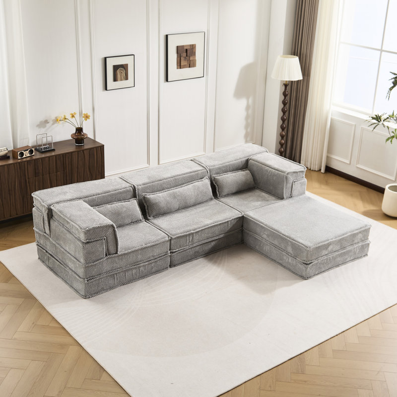 Canapé d'angle compressif en tissu polaire circulaire, lit 3 places, convertible pour différentes situations, design, nombre de places, idéal pour la lecture
