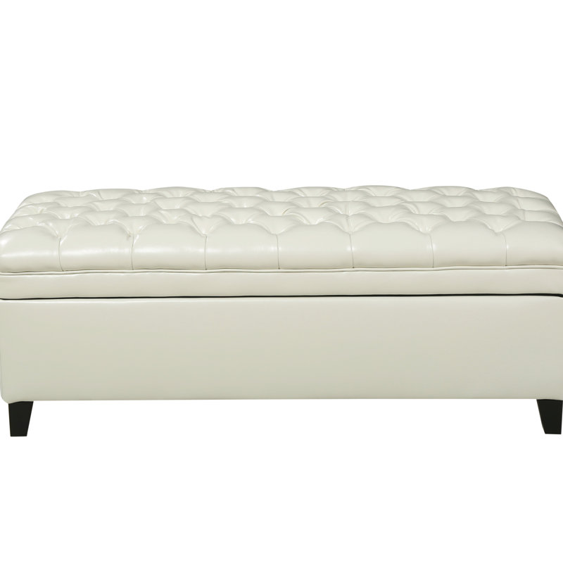 Storage - , Pu Leather Upholstered , 50" X 20.5" 18.39", 33.22 Lb In Color, Leather, Lb, Functional, Ivory