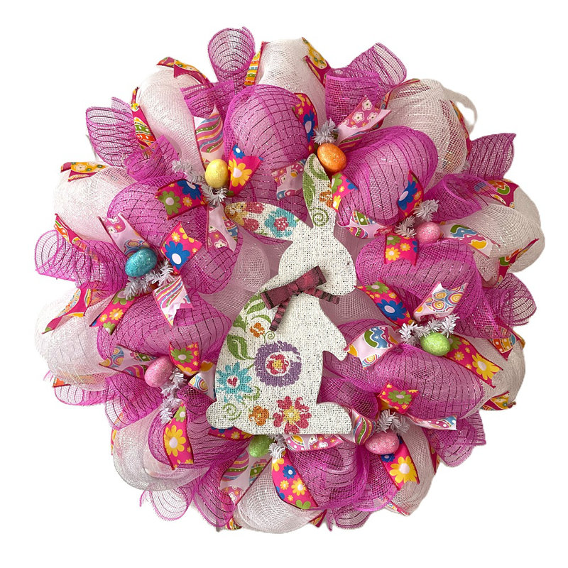 Couronne de Pâques avec lapin floral