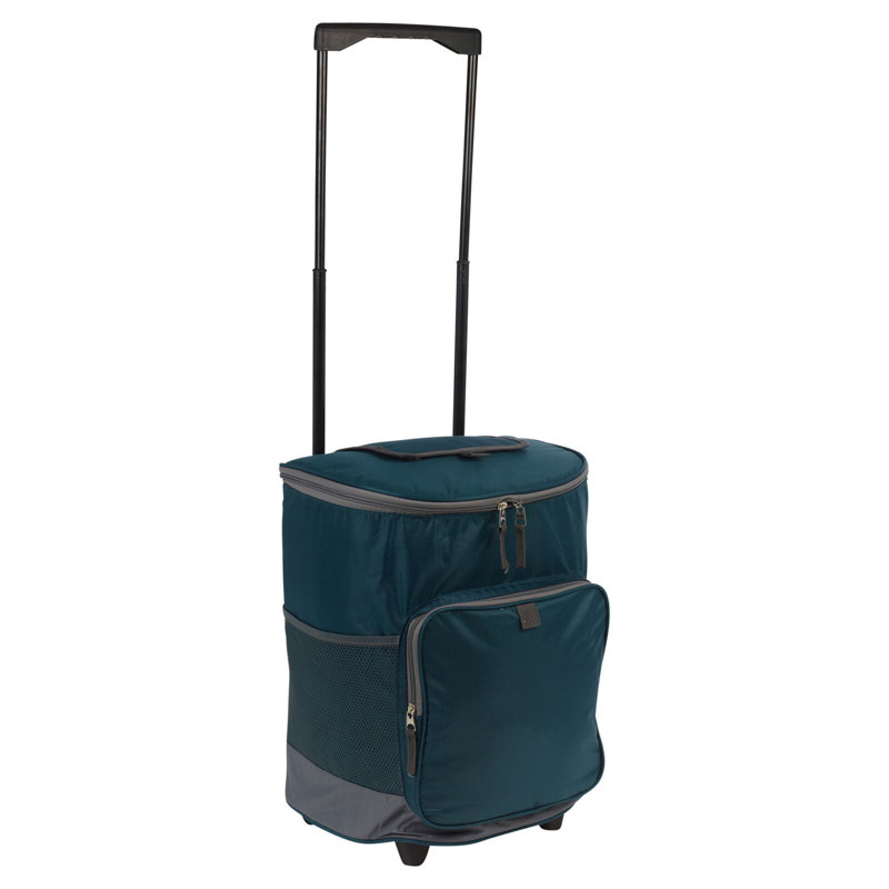 28L Insulated Large Cooler Bag Trolley Cart Extendable Handle Camping BBQ Picnic, Grey, Blue