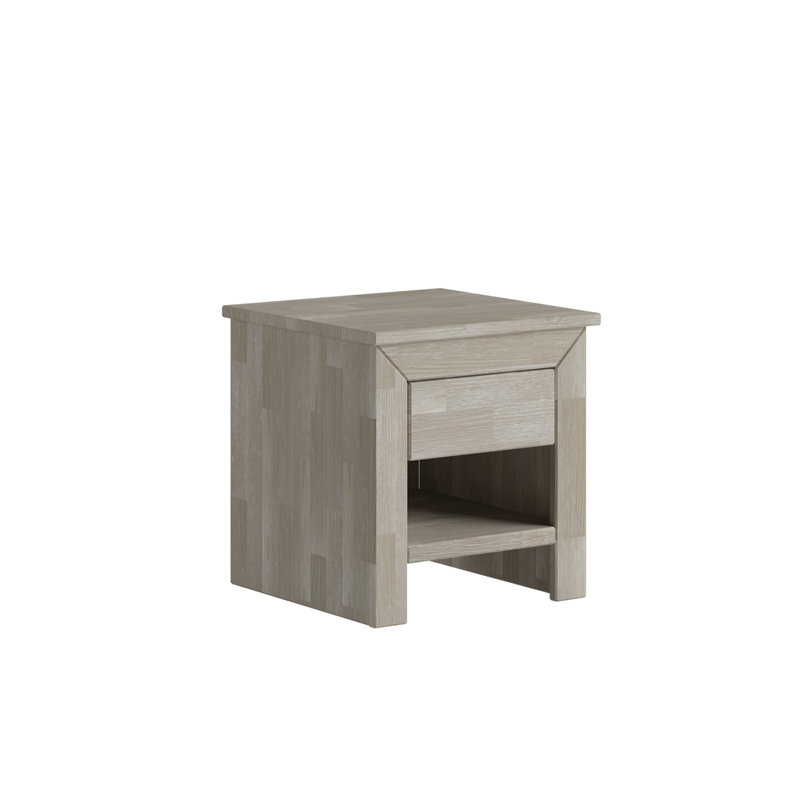 Krout 45cm W Solid Wood Bedside Table, Sonoma