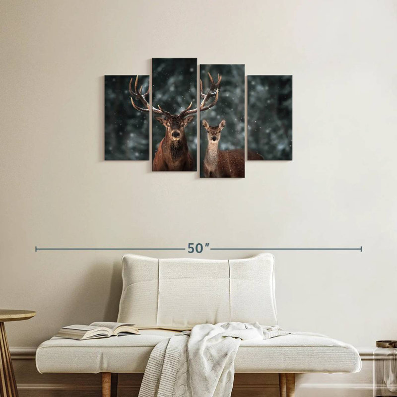 Couple de cerfs, H 22 po x l 36 po