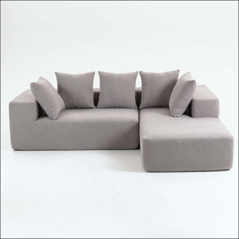 Canapé modulaire moderne avec coussins moelleux - Modulaire polyvalent pour le salon, Gris