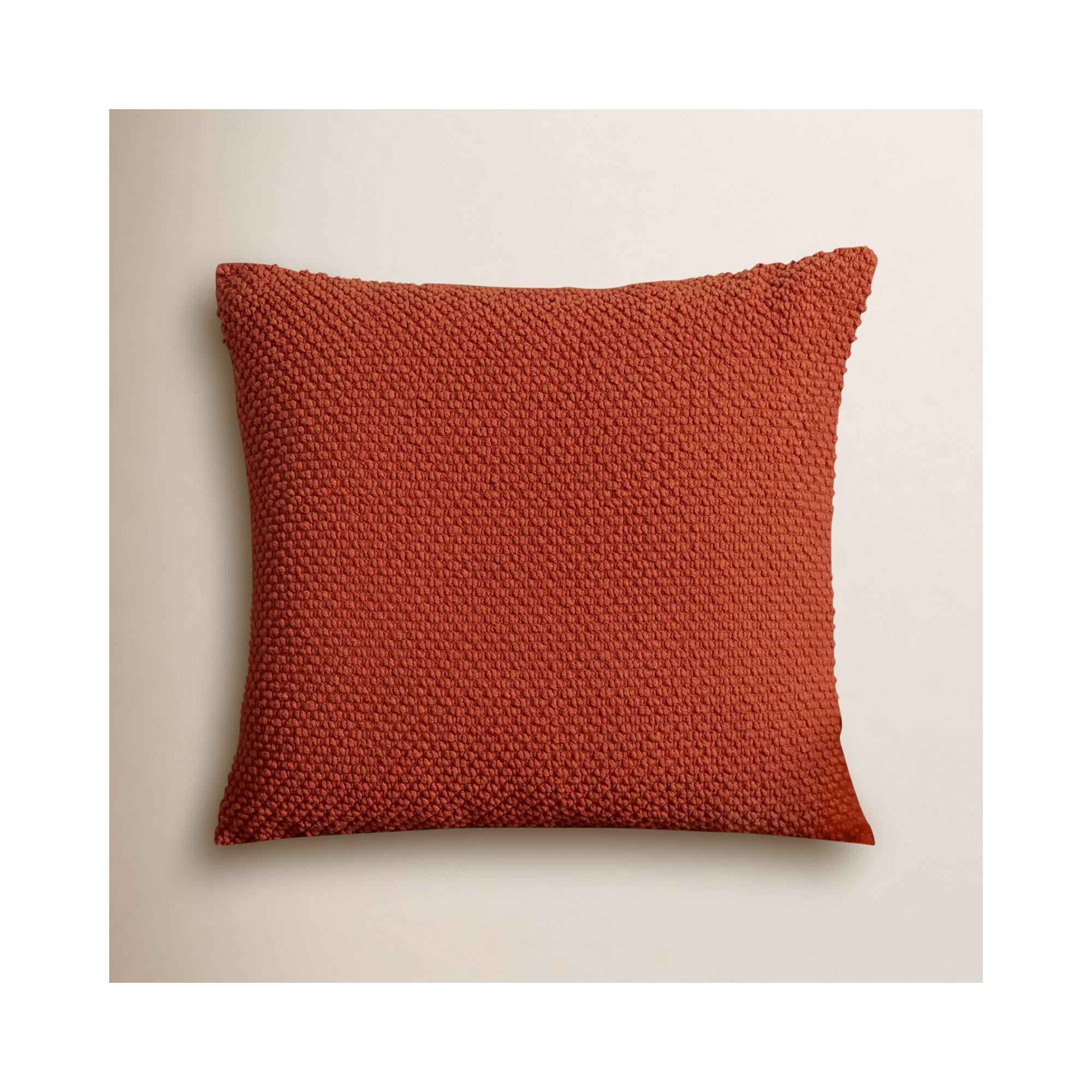 Mansel Textured Throw Pillow, Dark Orange, Polyester, Square 20"