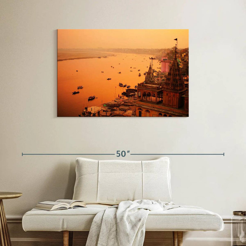 Ravi Hazy Varanasi Sunset, H 26 po x l 39 po