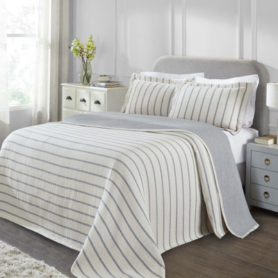 Ensemble de couvre-lit matelassé réversible en coton Valencia