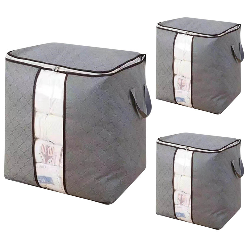 3pcs Visual Storage Bag Quilt Storage Bag Non-woven Fabric Clothing Storage Bag Quilt Sorting Bag Folding Bag, B