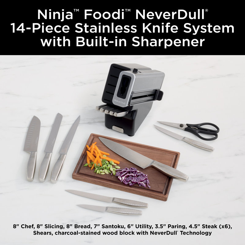 Ninja 14-Piece Stainless Steel Knife Block Set with Built-in Sharpener