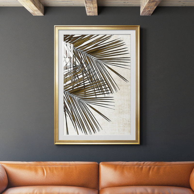 Palmier I - peinture encadrée, H 30,5 po x l 42,5 po x P 1,5 po, Or