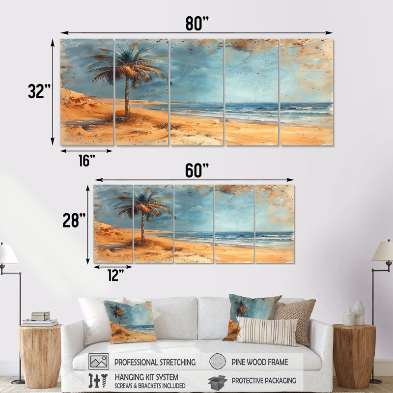 Salyer - ensemble de reproduction d'art mural palmiers et palmiers, H 32 po x l 80 po