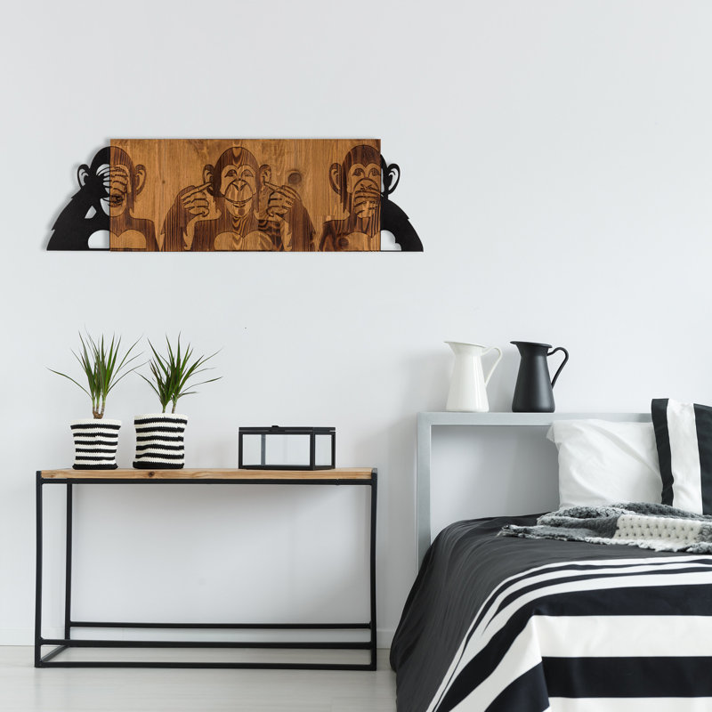 Elegant Decorative Wooden Wall Accessory, Black & Walnut Finish, 32.3 x 22.8 inches | Sturdy 100% Metal Frame (0.05 inches Thick) & 100% Wooden Back (1.2 inches Thick) | Perfect for Home Decor & Modern Spaces
