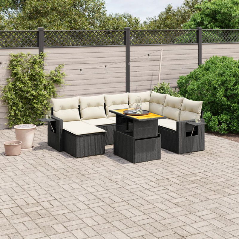Vidaxl Garden Sofa Set Black, Cream White