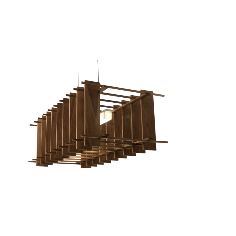 Arca 5 - Light LED Pendant, Brushed Aluminum/Dark Stained Walnut, 2700K (Warm)