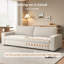 212cm Beige Teddy Fleece 3-Seater Sofa, Deep Seat Sofa with Wide Armrests for Living Room