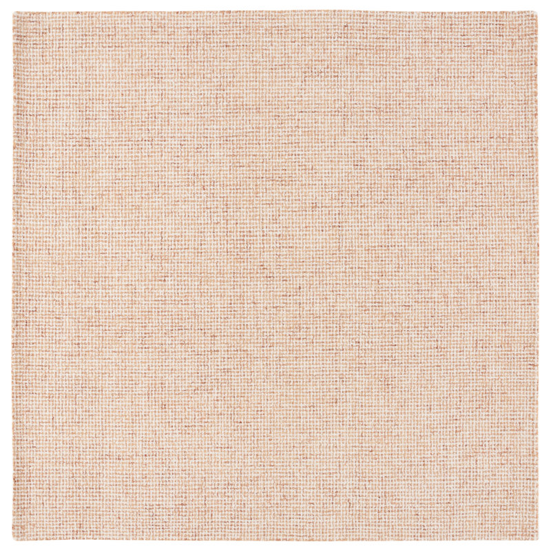 Martha Stewart Hand Tufted Wool Cotton Rug in Rust/Ivory, Square 6'