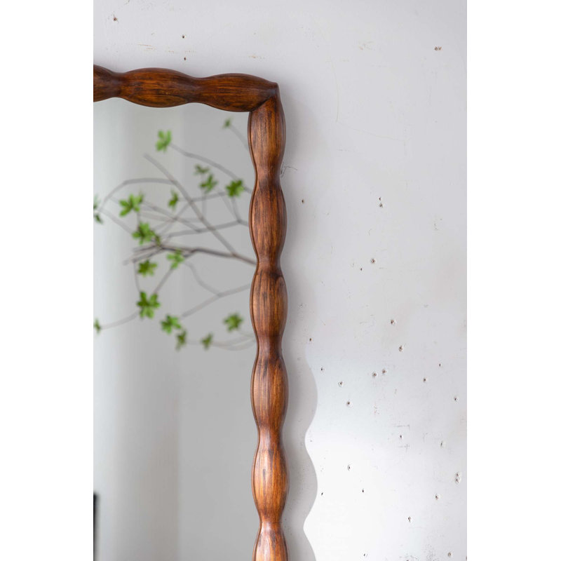 Miroir mural Mid-Century avec cadre en bois massif
