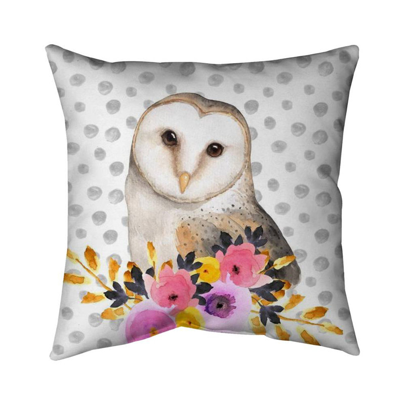 Beautiful owl - Illustrative outdoor throw pillow for decor, Square 20", Polyester