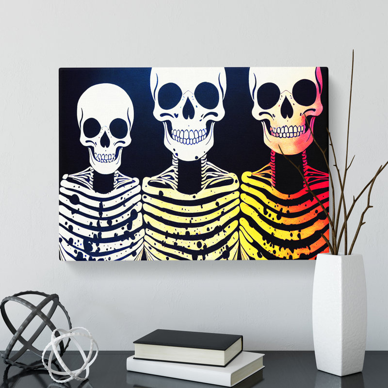Three Skeletons Abstract - Wrapped Canvas, 50cm H x 76cm W x 3cm D
